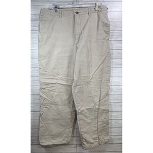 L.L. Bean Double L Flannel Lined Mens Size 38x30‎ Khaki Chino Pants Natural Fit